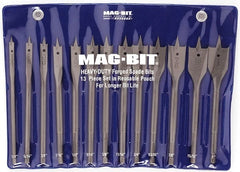 Mag-Bit - 1/4 to 1", 130° Point, Bright Finish, Carbon Steel Spade Drill Bit Set - Eagle Tool & Supply
