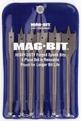 Mag-Bit - 3/8 to 1", 60° Point, Bright Finish, Carbon Steel Spade Drill Bit Set - Eagle Tool & Supply