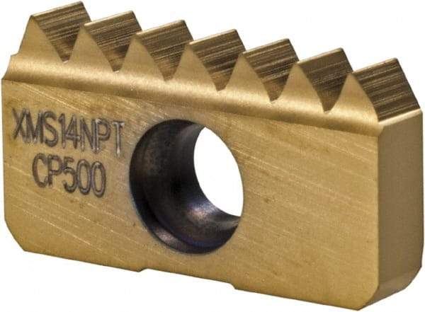 Seco - 14 TPI, Internal/External Thread, NPT Standard, 13XMS CP500 Grade Thread Mill Insert - Carbide, TiAlN/TiN Coating - Eagle Tool & Supply