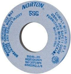 Norton - 12" Diam x 5" Hole x 1" Thick, J Hardness, 46 Grit Surface Grinding Wheel - Ceramic, Type 1, Coarse Grade, 2,070 Max RPM, Vitrified Bond, No Recess - Eagle Tool & Supply
