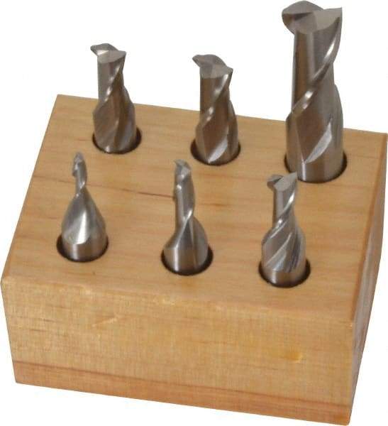 Interstate - 1/8 to 1/2", 2 Flute Square End Mill Set - Uncoated, Cobalt, Single End, 3/8, 1/2" Shank Diam, Centercutting - Eagle Tool & Supply