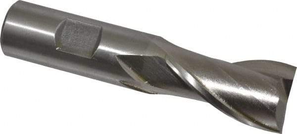 Interstate - 7/8", 1-1/2" LOC, 3/4" Shank Diam, 3-5/8" OAL, 2 Flute, Cobalt Square End Mill - Single End, Uncoated, Spiral Flute, Centercutting, Right Hand Cut, Right Hand Flute - Eagle Tool & Supply