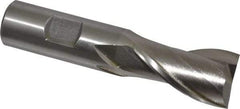 Interstate - 7/8", 1-1/2" LOC, 3/4" Shank Diam, 3-5/8" OAL, 2 Flute, Cobalt Square End Mill - Single End, Uncoated, Spiral Flute, Centercutting, Right Hand Cut, Right Hand Flute - Eagle Tool & Supply