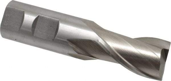 Interstate - 1", 1-5/8" LOC, 1" Shank Diam, 4-1/8" OAL, 2 Flute, Cobalt Square End Mill - Single End, Uncoated, Spiral Flute, Centercutting, Right Hand Cut, Right Hand Flute - Eagle Tool & Supply