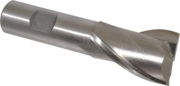 Interstate - 1-1/8", 1-5/8" LOC, 3/4" Shank Diam, 3-7/8" OAL, 2 Flute, Cobalt Square End Mill - Single End, Uncoated, Spiral Flute, Centercutting, Right Hand Cut, Right Hand Flute - Eagle Tool & Supply