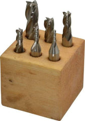 Interstate - 1/8 to 1/2", 4 Flute Square End Mill Set - Uncoated, Cobalt, Single End, 3/8, 1/2" Shank Diam, Centercutting - Eagle Tool & Supply