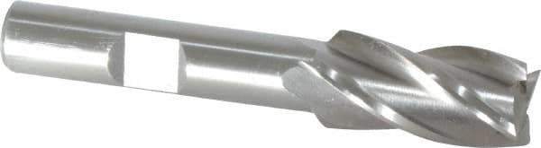 Interstate - 1/2", 1" LOC, 3/8" Shank Diam, 2-11/16" OAL, 4 Flute, Cobalt Square End Mill - Single End, Uncoated, Spiral Flute, 30° Helix, Centercutting, Right Hand Cut, Right Hand Flute - Eagle Tool & Supply