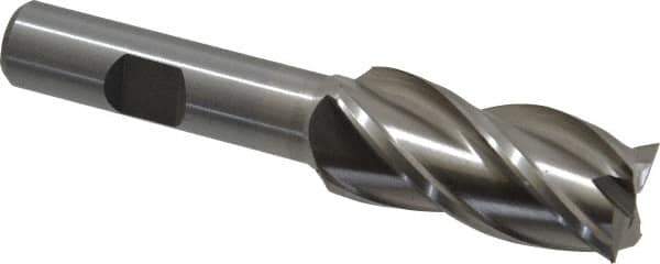 Interstate - 3/4", 1-5/8" LOC, 1/2" Shank Diam, 3-5/8" OAL, 4 Flute, Cobalt Square End Mill - Single End, Uncoated, Spiral Flute, 30° Helix, Centercutting, Right Hand Cut, Right Hand Flute - Eagle Tool & Supply
