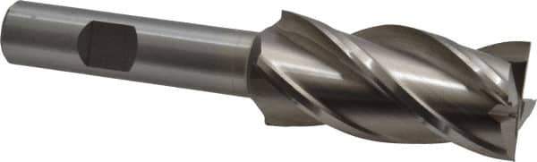 Interstate - 7/8", 1-7/8" LOC, 1/2" Shank Diam, 4" OAL, 4 Flute, Cobalt Square End Mill - Single End, Uncoated, Spiral Flute, 30° Helix, Centercutting, Right Hand Cut, Right Hand Flute - Eagle Tool & Supply