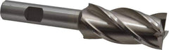Interstate - 7/8", 1-7/8" LOC, 1/2" Shank Diam, 4" OAL, 4 Flute, Cobalt Square End Mill - Single End, Uncoated, Spiral Flute, 30° Helix, Centercutting, Right Hand Cut, Right Hand Flute - Eagle Tool & Supply