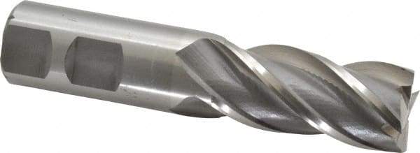 Interstate - 7/8", 1-7/8" LOC, 7/8" Shank Diam, 4-1/8" OAL, 4 Flute, Cobalt Square End Mill - Single End, Uncoated, Spiral Flute, 30° Helix, Centercutting, Right Hand Cut, Right Hand Flute - Eagle Tool & Supply