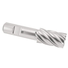 Interstate - 1-1/16", 1-5/8" LOC, 3/4" Shank Diam, 3-7/8" OAL, 6 Flute, Cobalt Square End Mill - Single End, Uncoated, Spiral Flute, 30° Helix, Centercutting, Right Hand Cut, Right Hand Flute - Eagle Tool & Supply