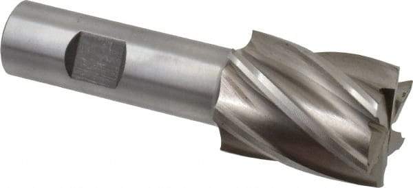 Interstate - 1-3/16", 1-1/2" LOC, 3/4" Shank Diam, 3-7/8" OAL, 6 Flute, Cobalt Square End Mill - Single End, Uncoated, Spiral Flute, 30° Helix, Centercutting, Right Hand Cut, Right Hand Flute - Eagle Tool & Supply