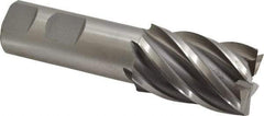 Interstate - 1-1/4", 2" LOC, 1" Shank Diam, 4-1/2" OAL, 6 Flute, Cobalt Square End Mill - Single End, Uncoated, Spiral Flute, 30° Helix, Centercutting, Right Hand Cut, Right Hand Flute - Eagle Tool & Supply