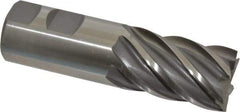 Interstate - 1-1/4", 2" LOC, 1-1/4" Shank Diam, 4-1/2" OAL, 6 Flute, Cobalt Square End Mill - Single End, Uncoated, Spiral Flute, 30° Helix, Centercutting, Right Hand Cut, Right Hand Flute - Eagle Tool & Supply