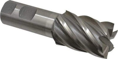 Interstate - 1-3/8", 2" LOC, 1" Shank Diam, 4-1/2" OAL, 6 Flute, Cobalt Square End Mill - Single End, Uncoated, Spiral Flute, 30° Helix, Centercutting, Right Hand Cut, Right Hand Flute - Eagle Tool & Supply