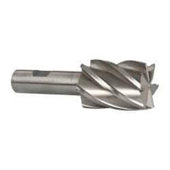 Interstate - 1-1/2", 2" LOC, 3/4" Shank Diam, 4-3/8" OAL, 6 Flute, Cobalt Square End Mill - Single End, Uncoated, Spiral Flute, 30° Helix, Centercutting, Right Hand Cut, Right Hand Flute - Eagle Tool & Supply