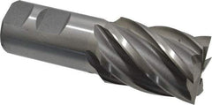 Interstate - 1-1/2", 2" LOC, 1-1/4" Shank Diam, 4-1/2" OAL, 6 Flute, Cobalt Square End Mill - Single End, Uncoated, Spiral Flute, 30° Helix, Centercutting, Right Hand Cut, Right Hand Flute - Eagle Tool & Supply