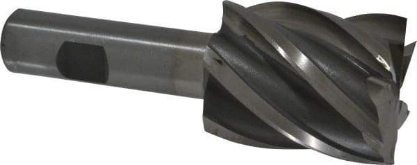 Interstate - 1-5/8", 2" LOC, 3/4" Shank Diam, 4-1/2" OAL, 6 Flute, Cobalt Square End Mill - Single End, Uncoated, Spiral Flute, 30° Helix, Centercutting, Right Hand Cut, Right Hand Flute - Eagle Tool & Supply