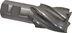 Interstate - 1-5/8", 2" LOC, 1-1/4" Shank Diam, 4-1/2" OAL, 6 Flute, Cobalt Square End Mill - Single End, Uncoated, Spiral Flute, 30° Helix, Centercutting, Right Hand Cut, Right Hand Flute - Eagle Tool & Supply