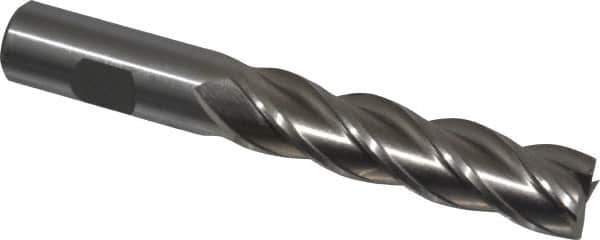 Interstate - 3/4", 3" LOC, 3/4" Shank Diam, 5-1/4" OAL, 4 Flute, Cobalt Square End Mill - Single End, Uncoated, Spiral Flute, 30° Helix, Centercutting, Right Hand Cut, Right Hand Flute - Eagle Tool & Supply
