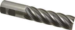 Interstate - 1-1/4", 4" LOC, 1-1/4" Shank Diam, 6-1/2" OAL, 6 Flute, Cobalt Square End Mill - Single End, Uncoated, Spiral Flute, 30° Helix, Centercutting, Right Hand Cut, Right Hand Flute - Eagle Tool & Supply