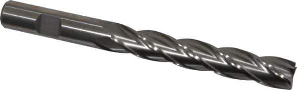 Interstate - 1/2", 3" LOC, 1/2" Shank Diam, 5" OAL, 4 Flute, Cobalt Square End Mill - Single End, Uncoated, Spiral Flute, 30° Helix, Centercutting, Right Hand Cut, Right Hand Flute - Eagle Tool & Supply