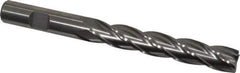 Interstate - 1/2", 3" LOC, 1/2" Shank Diam, 5" OAL, 4 Flute, Cobalt Square End Mill - Single End, Uncoated, Spiral Flute, 30° Helix, Centercutting, Right Hand Cut, Right Hand Flute - Eagle Tool & Supply