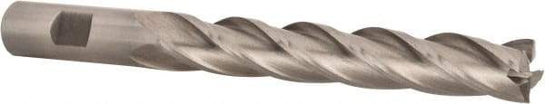 Interstate - 5/8", 4" LOC, 5/8" Shank Diam, 6-1/8" OAL, 4 Flute, Cobalt Square End Mill - Single End, Uncoated, Spiral Flute, 30° Helix, Centercutting, Right Hand Cut, Right Hand Flute - Eagle Tool & Supply