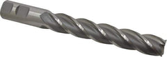 Interstate - 7/8", 5" LOC, 7/8" Shank Diam, 7-1/4" OAL, 4 Flute, Cobalt Square End Mill - Single End, Uncoated, Spiral Flute, 30° Helix, Centercutting, Right Hand Cut, Right Hand Flute - Eagle Tool & Supply