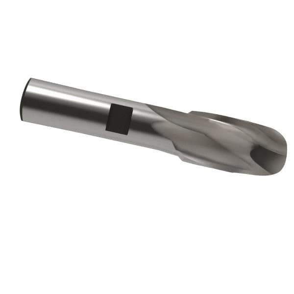 Interstate - 5/8" Diam, 1-1/8" LOC, 2 Flute Cobalt Ball End Mill - Uncoated, Single End, 3-1/8" OAL, 1/2" Shank Diam, Spiral Flute - Eagle Tool & Supply