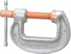 Made in USA - Light-Duty 1-1/2" Max Opening, 1-1/4" Throat Depth, Aluminum Alloy Standard C-Clamp - 850 Lb Capacity, 0" Min Opening, Standard Throat Depth - Eagle Tool & Supply