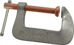 Made in USA - Light-Duty 2-1/4" Max Opening, 1-3/4" Throat Depth, Aluminum Alloy Standard C-Clamp - 875 Lb Capacity, 0" Min Opening, Standard Throat Depth - Eagle Tool & Supply