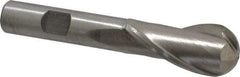 Interstate - 3/4" Diam, 1-5/8" LOC, 2 Flute Cobalt Ball End Mill - Uncoated, Single End, 3-5/8" OAL, 1/2" Shank Diam, Spiral Flute - Eagle Tool & Supply