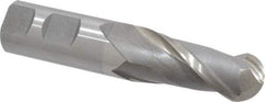 Interstate - 1" Diam, 2-1/4" LOC, 2 Flute Cobalt Ball End Mill - Uncoated, Single End, 4-3/4" OAL, 1" Shank Diam, Spiral Flute - Eagle Tool & Supply