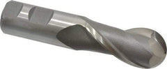Interstate - 1-1/8" Diam, 2-1/4" LOC, 2 Flute Cobalt Ball End Mill - Uncoated, Single End, 4-3/4" OAL, 1" Shank Diam, Spiral Flute - Eagle Tool & Supply