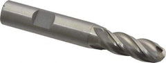 Interstate - 7/16" Diam, 1-1/4" LOC, 4 Flute Cobalt Ball End Mill - Uncoated, Single End, 3-1/4" OAL, 1/2" Shank Diam, Spiral Flute - Eagle Tool & Supply
