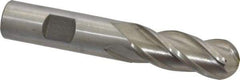 Interstate - 5/8" Diam, 1-5/8" LOC, 4 Flute Cobalt Ball End Mill - Uncoated, Single End, 3-3/4" OAL, 5/8" Shank Diam, Spiral Flute - Eagle Tool & Supply