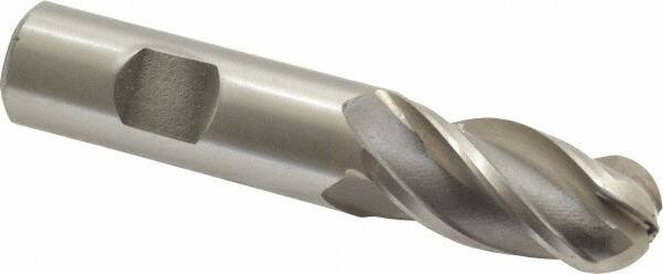 Interstate - 3/4" Diam, 1-5/8" LOC, 4 Flute Cobalt Ball End Mill - Uncoated, Single End, 3-7/8" OAL, 3/4" Shank Diam, Spiral Flute - Eagle Tool & Supply