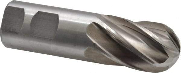 Interstate - 1-1/4" Diam, 2" LOC, 6 Flute Cobalt Ball End Mill - Uncoated, Single End, 4-1/2" OAL, 1-1/4" Shank Diam, Spiral Flute - Eagle Tool & Supply