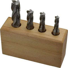 Interstate - 1/4 to 1/2", 4 Flute Square End Mill Set - Uncoated, Cobalt, Single End, 3/8, 1/2" Shank Diam, Centercutting - Eagle Tool & Supply