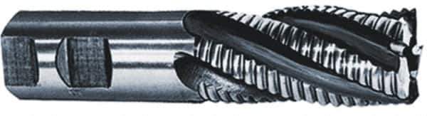 Putnam - 3/8" Diam, Coarse Pitch, 3/4" LOC, 4 Flute Cobalt Roughing Square End Mill - TiN Finish, 2-1/2" OAL, 3/8" Shank Diam, Single End, 30° Helix - Eagle Tool & Supply