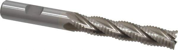 Interstate - 1/2" Diam, Coarse Pitch, 2-1/2" LOC, 4 Flute Cobalt Roughing Square End Mill - Uncoated, 4-1/2" OAL, 1/2" Shank Diam, Single End - Eagle Tool & Supply