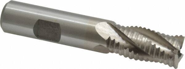 Interstate - 5/8" Diam, Coarse Pitch, 1-1/4" LOC, 4 Flute Cobalt Roughing Square End Mill - Uncoated, 3-3/8" OAL, 5/8" Shank Diam, Single End - Eagle Tool & Supply