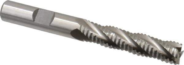 Interstate - 3/8" Diam, Coarse Pitch, 1-5/8" LOC, 4 Flute Cobalt Roughing Square End Mill - Uncoated, 3-3/16" OAL, 3/8" Shank Diam, Single End - Eagle Tool & Supply