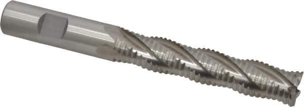 Interstate - 5/8" Diam, Coarse Pitch, 3-1/8" LOC, 4 Flute Cobalt Roughing Square End Mill - Uncoated, 5-1/4" OAL, 5/8" Shank Diam, Single End - Eagle Tool & Supply
