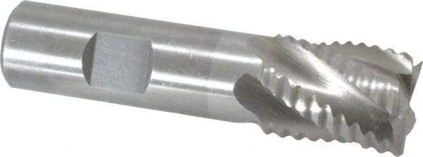 Interstate - 7/8" Diam, Coarse Pitch, 1-1/8" LOC, 5 Flute Cobalt Roughing Square End Mill - Uncoated, 3-3/8" OAL, 3/4" Shank Diam, Single End - Eagle Tool & Supply