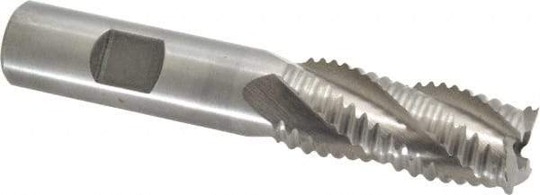 Interstate - 11/16" Diam, Coarse Pitch, 1-5/8" LOC, 4 Flute Cobalt Roughing Square End Mill - Uncoated, 3-3/4" OAL, 5/8" Shank Diam, Single End - Eagle Tool & Supply