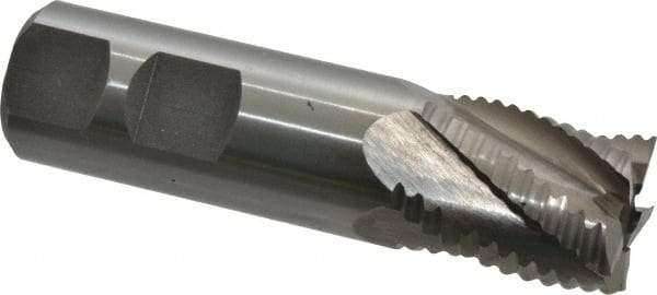 Interstate - 7/8" Diam, Coarse Pitch, 1-1/8" LOC, 5 Flute Cobalt Roughing Square End Mill - Uncoated, 3-3/8" OAL, 7/8" Shank Diam, Single End - Eagle Tool & Supply
