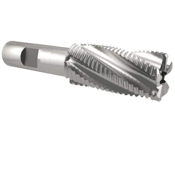 Interstate - 1" Diam, Coarse Pitch, 2" LOC, 5 Flute Cobalt Roughing Square End Mill - Uncoated, 4-1/4" OAL, 3/4" Shank Diam, Single End - Eagle Tool & Supply